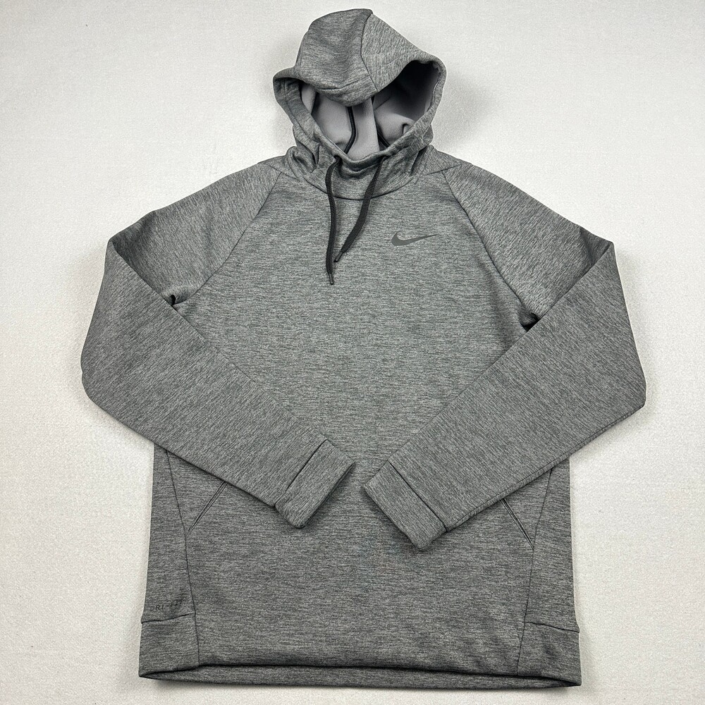 Nike Hoodie Men Medium Gray Dri-FIT Therma Scuba Neck Pullover Activewear M